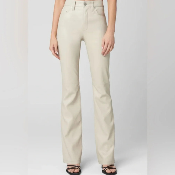 BLANK NYC VEGAN LEATHER CREAM STRAIGHT LEG PANTS /JEANS SIZE 25 - Picture 1 of 7